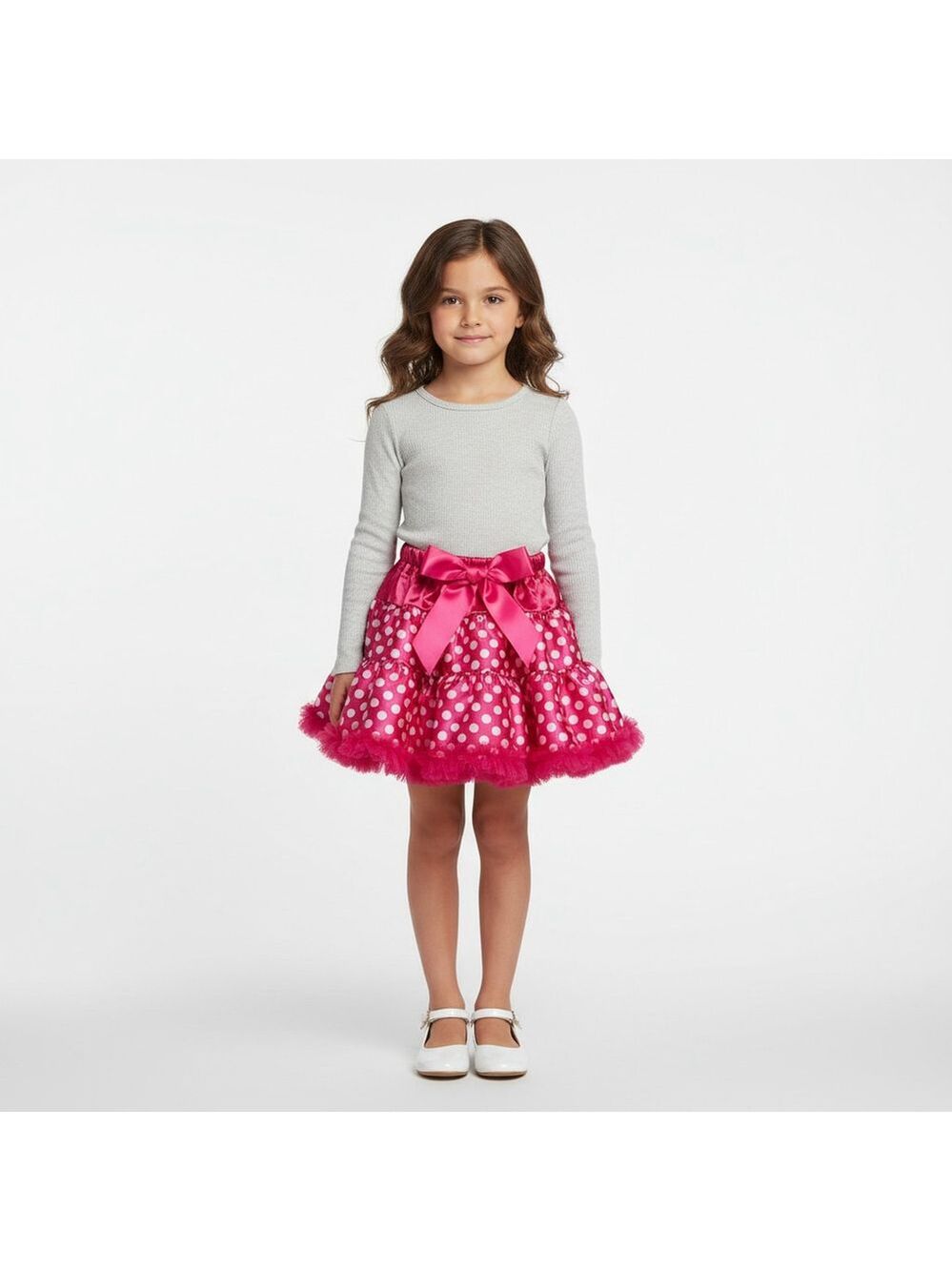 Girls Creations of Grace Pink White Polka Dot Ruffled Skirt 3-12 years NWT